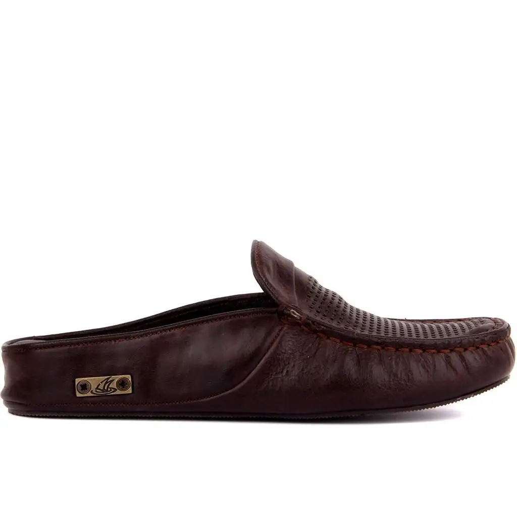 

Sail Lakers-Dark Brown Leather Men 'S Outdoor Slipper