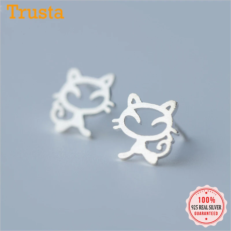 Женские серьги гвоздики Trusta 100% Стерлинговое Серебро 925 пробы модные крошечные с