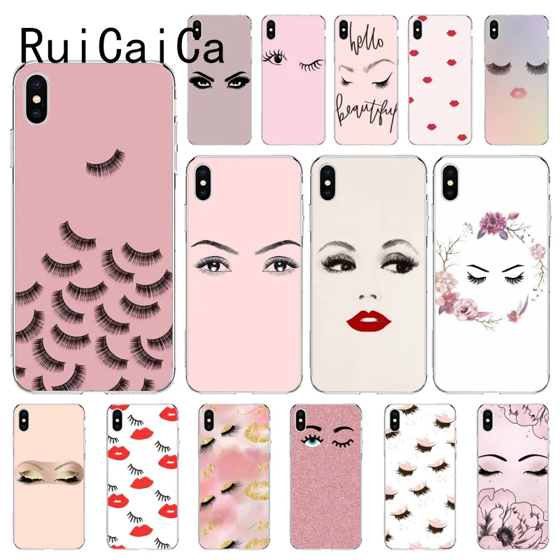 

RuiCaiCa eyelash Makeup Lip Luxury Unique Design Phone Cover for iPhone 8 7 6 6S Plus X XS MAX 5 5S SE XR 10 11 11pro 11pro Max