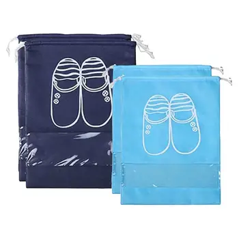 

4 Pcs Shoe Bags Dust-Proof Drawstring with Transparent Window Travel Shoe Storage Bags