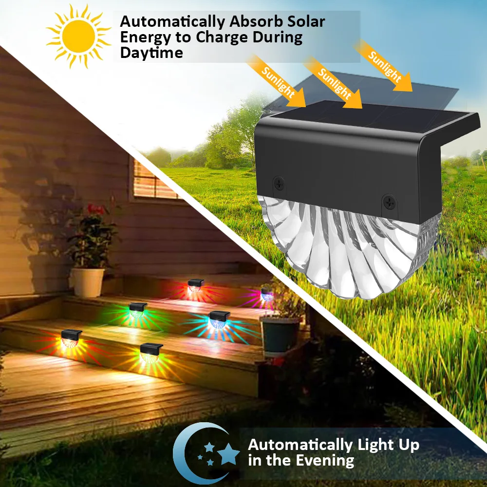 led solar lights Outdoor Solar Deck Lights for Patio, Stairs,Yard, Garden Pathway, Step and Fences, 10 Lumens, Warm White/Color Changing Lighting solar powered street lights