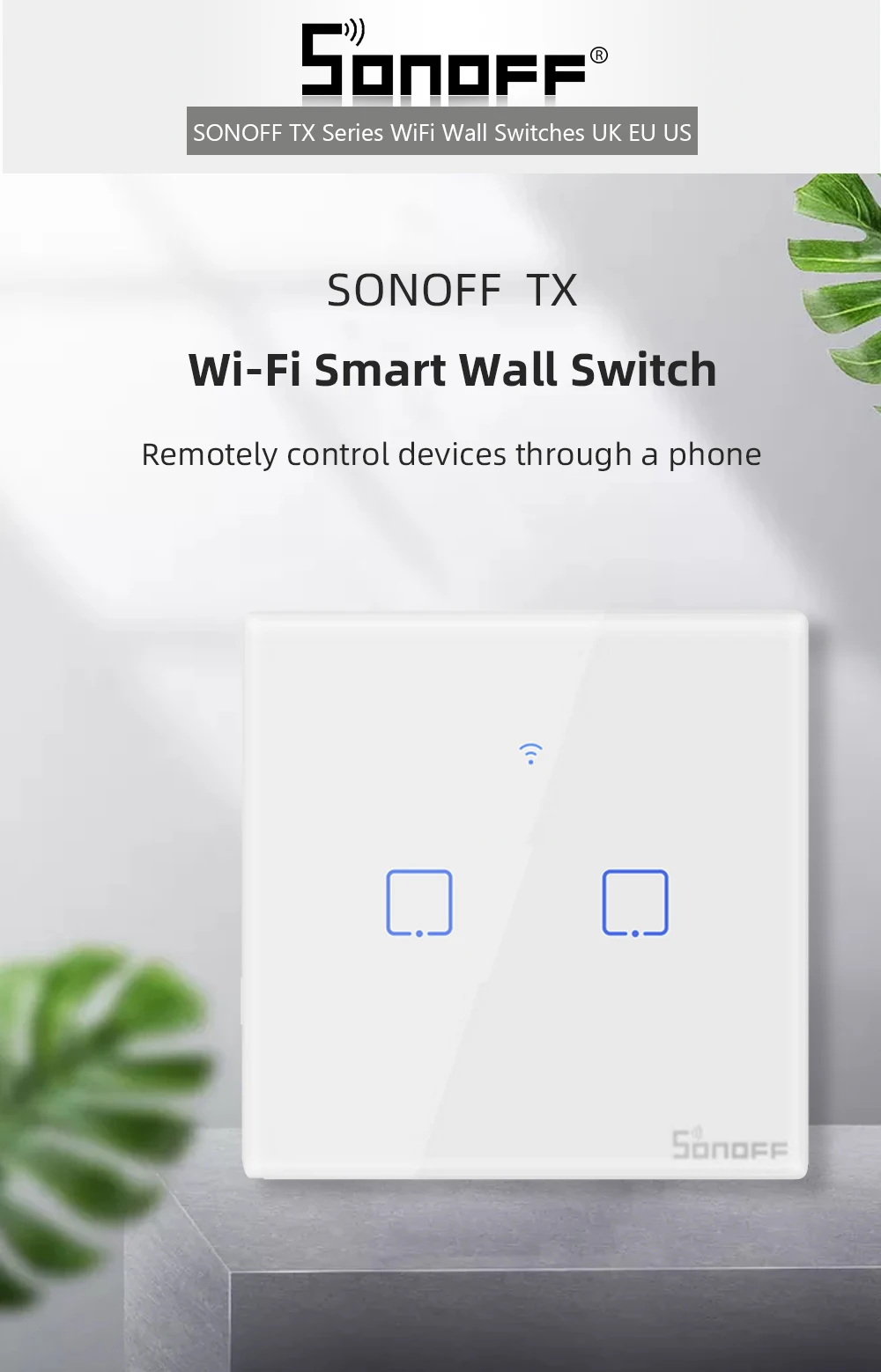 Sonoff T1 US 1 2 3 банды Wifi Light Touch/WiFi/315 RF/APP дистанционное управление Умный дом настенный сенсорный выключатель