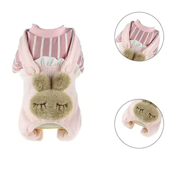 

Pet Autumn Dog Jumpsuit With Cartoon Plush Rabbit Accessory Ubranka Dla Psa And Winter Warm Clothes Cute 4-legged Costume