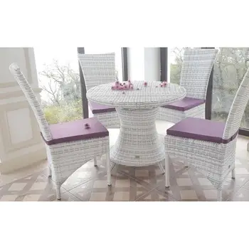 

Set обеденной furniture faux rattan round table and 4 chairs Sienna