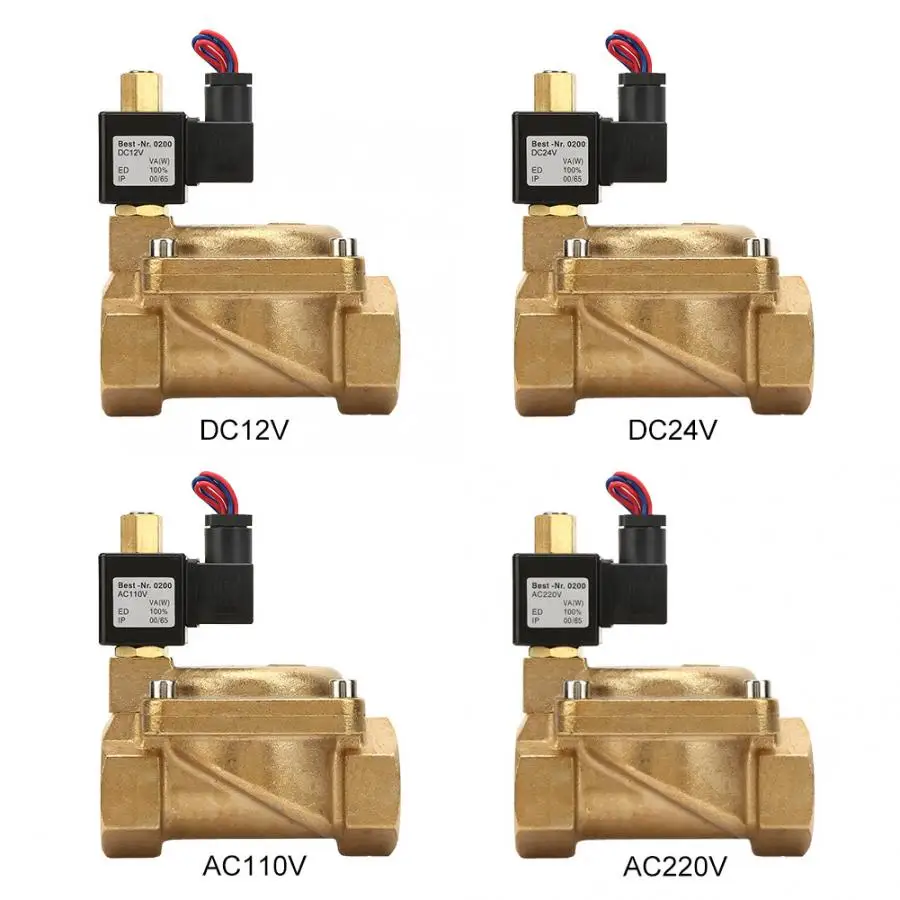 G1-1/" Нормально открытый латунный Электрический электромагнитный клапан для воды воздуха 232psi 0-1.6Mpa