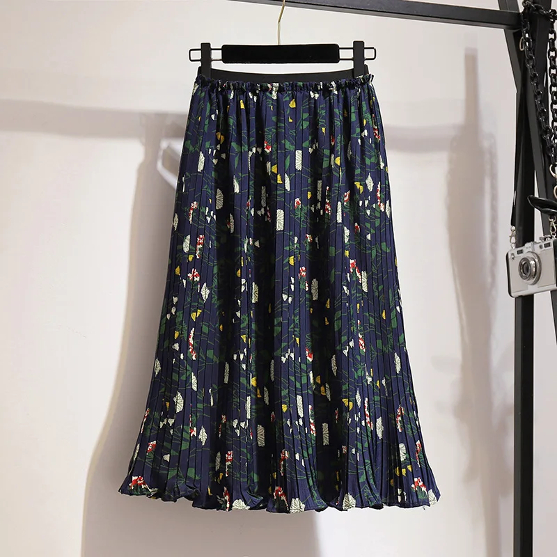 Spring Korean temperament floral Printed loose chiffon pleated  2022 new product new Chic Vestido skirt japanese and korean light luxury high sense fashion temperament skirt children s 2022 spring chic short suit bottomed with dress