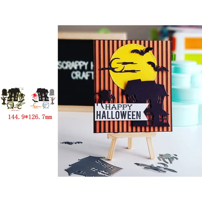 

New Design Halloween Spider Bat House Tree Metal Cutting Dies Scrapbooking Paper DIY Cards Crafts Embossing Die Cuts New 2019