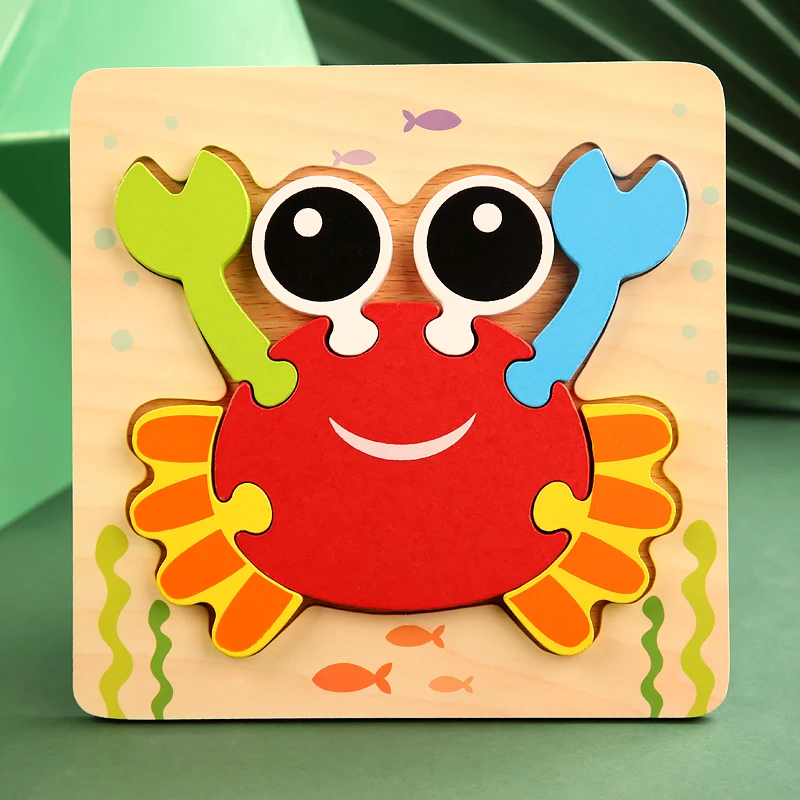 High Quality 3D Wooden Puzzles Educational Cartoon Animals Early Learning Cognition Intelligence Puzzle Game For Children Toys 33