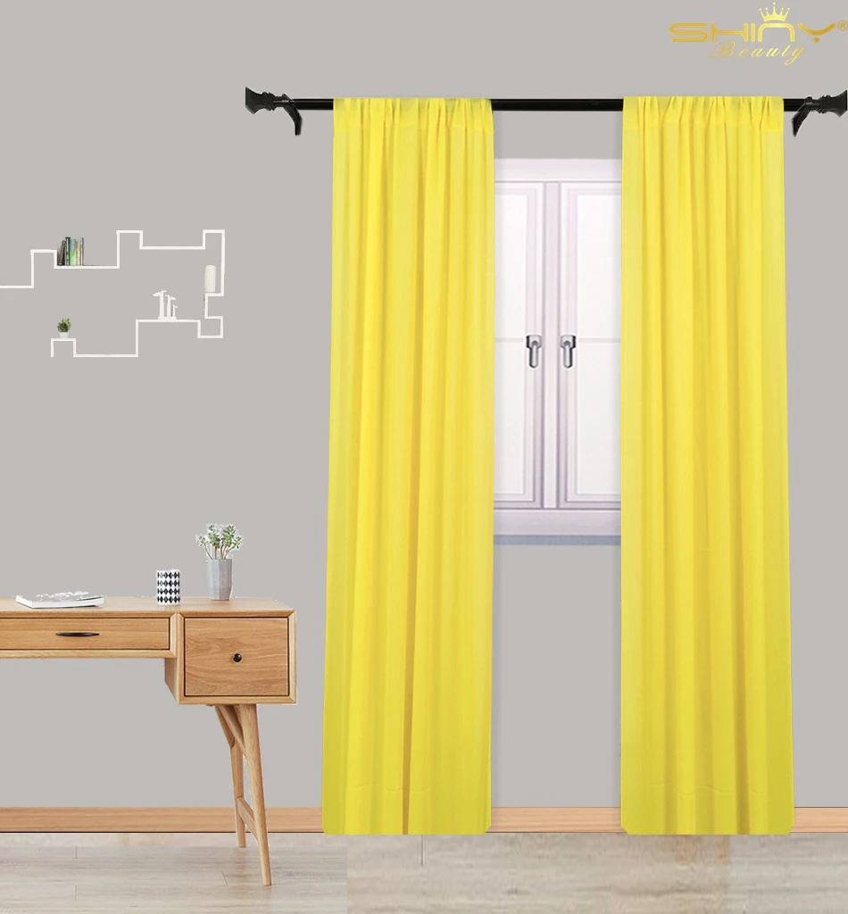 Европейские однотонные кухонные занавески из вуали 2,4 х6, 5 футов, желтые шифоновые занавески для гостиной, окна, отвесный фон, Drapes-M190912