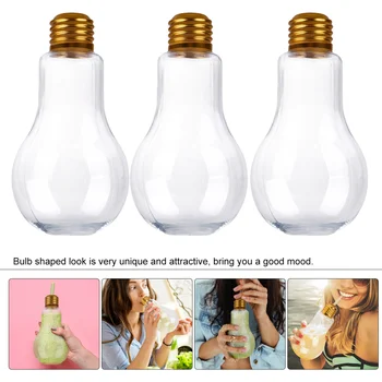 

24pcs Bulb Shaped Drink Bottle Disposable Juice Bottle Interesting Beverages Bottle Drink Container for Daily Use (200ml, Transp