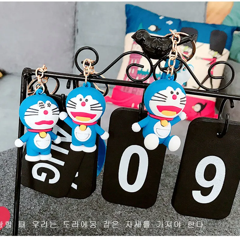 Прекрасный мультфильм Doraemon брелок женский робот Кот Jingle Кот автомобиль силикагель текстура брелок сумки Подвеска фигурка брелок