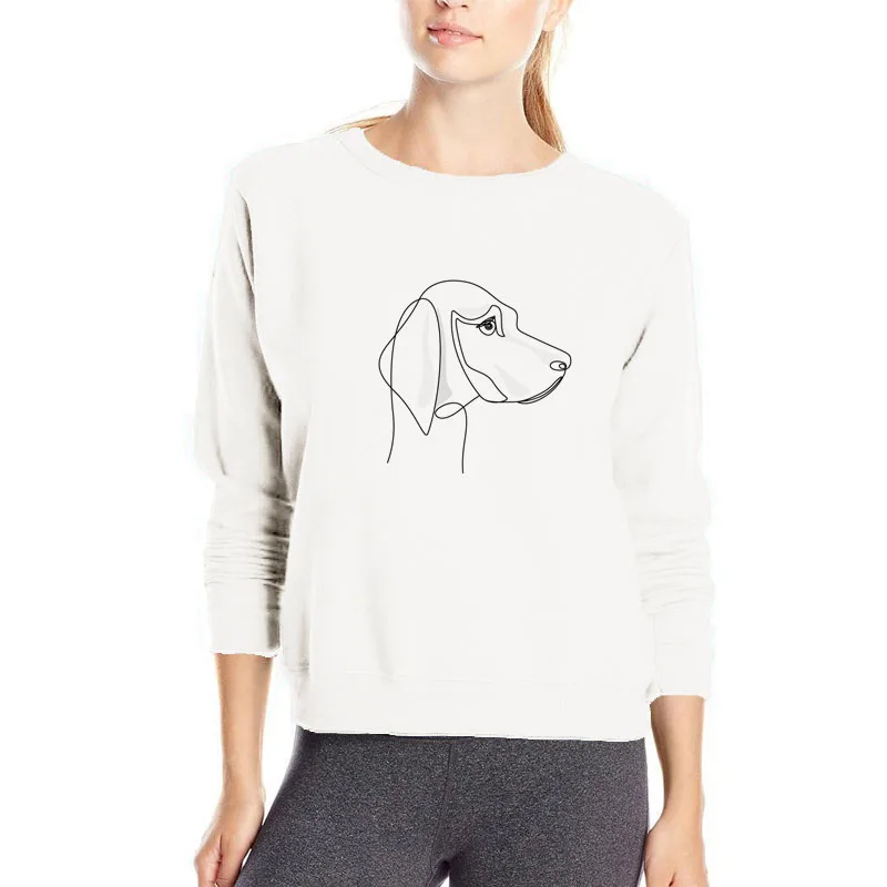 

Sketch dog hoodies hand print fashion streetwear soft cotton casual sweatshirt women cheap sale brand new sweat femme