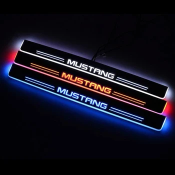 

LED Door Sill Streamed Light For FORD MUSTANG Convertible 2014-2020 Scuff Plate Acrylic Door Sills Car Sticker Accessories