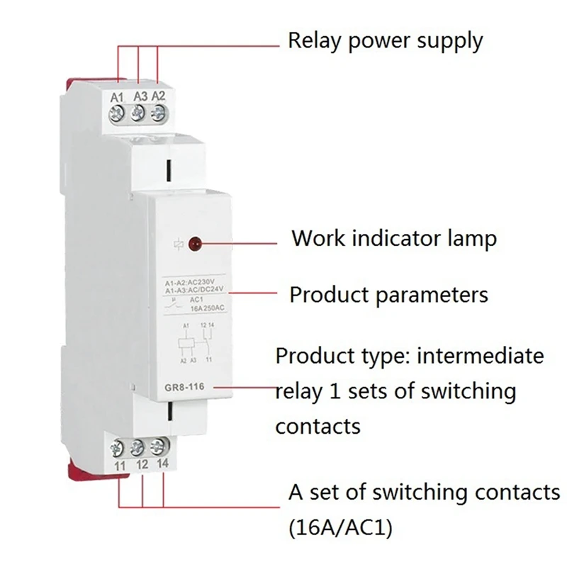 Вспомогательное реле промежуточного реле GR8-116 AC230V/AD24V