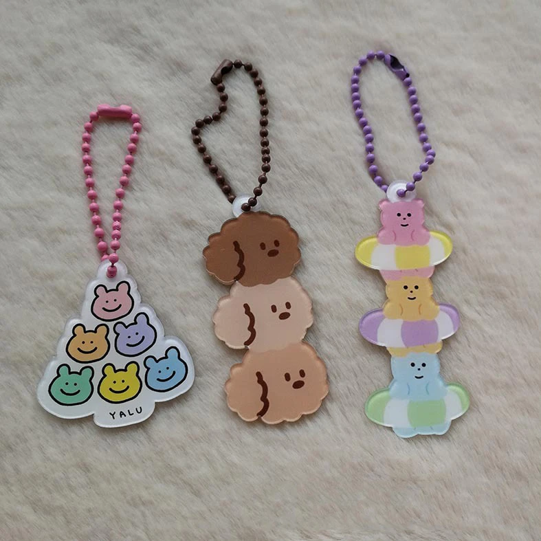 LLavero de oso coreano, colgante de acrílico para juguetes, Airpods, bolsa de lápices, accesorios decorativos Kawaii, gestión de llaves