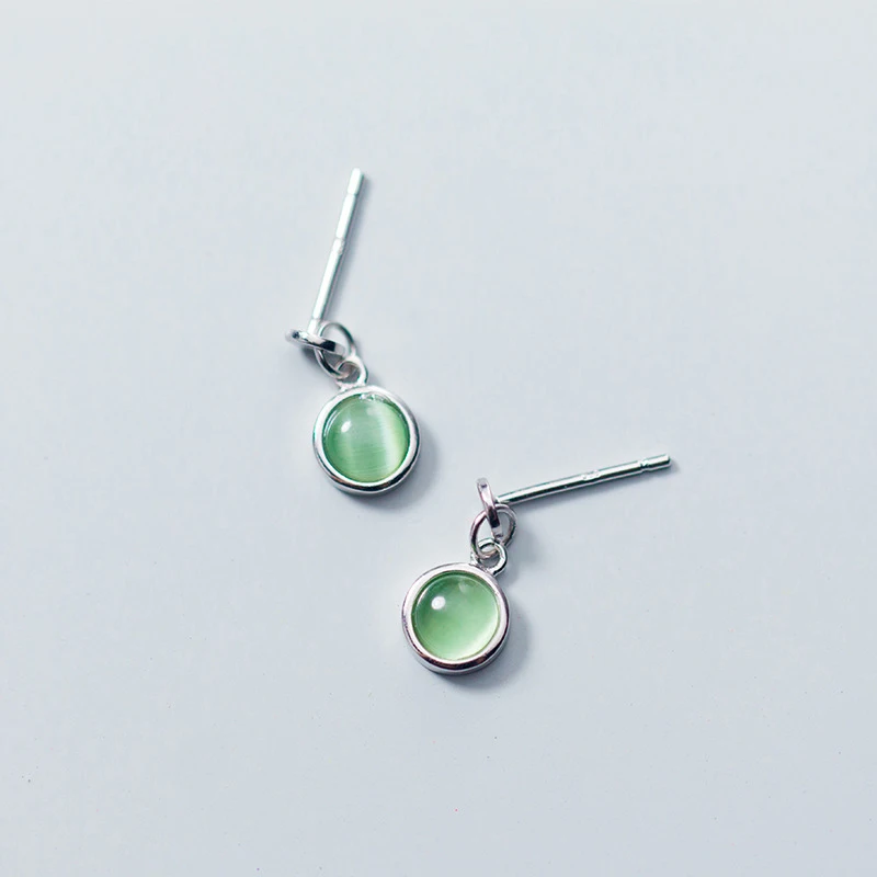 Trustdavis, 1 пара, 925 пробы, серебряные, Круглые, зеленые, синтетический опал, серьги-гвоздики, подарок для девочек, детей, леди, женщин, DA249