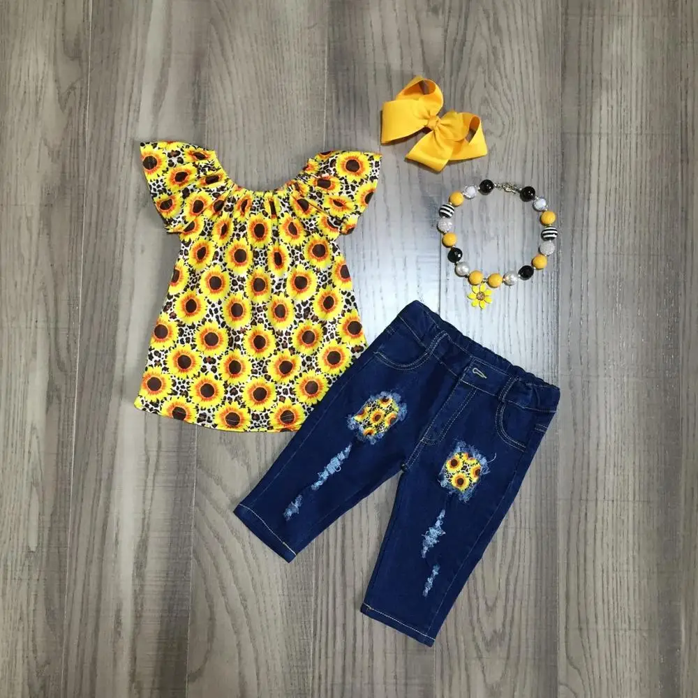 new arrivals summer baby girls Jeans capris children clothes boutique