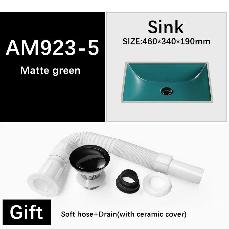 AM923-5 Керамический сосуд под счетом раковины для ванной комнаты серый матовый черный зеленый Умывальник Чаша с сливом мягкий шланг Современная раковина AM923 - Цвет: AM923-5