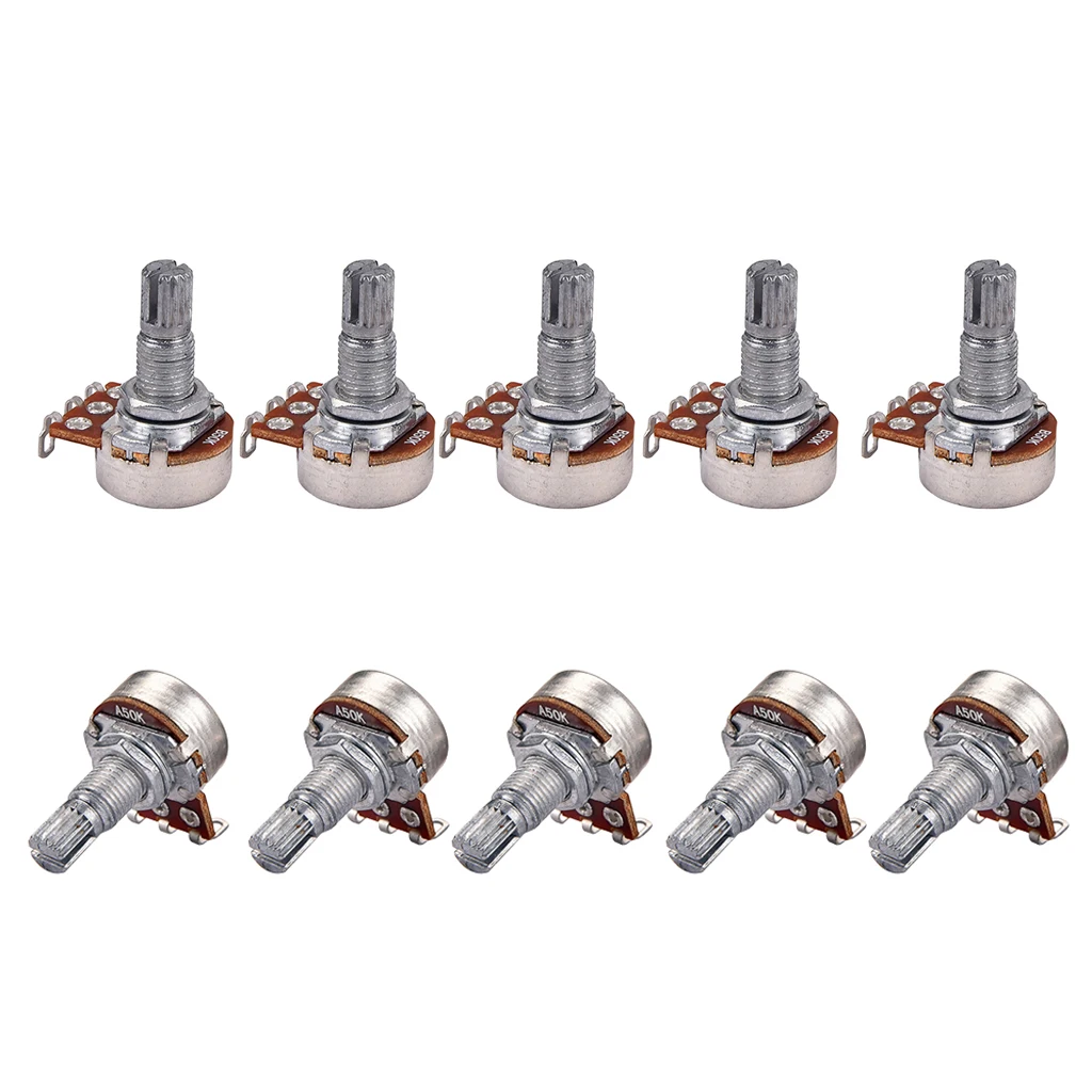 Audio Linear Taper A50K/B50K Guitar Pots Potentiometers Set of 10