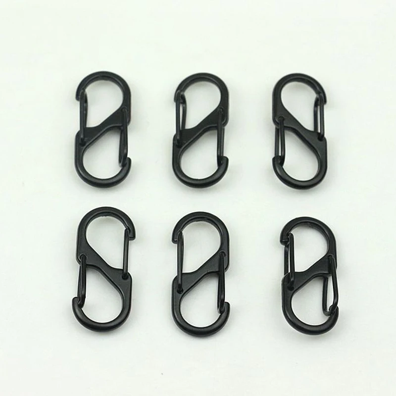 10pcs Stainless Steel S Type Carabiner With Lock Mini Keychain Hook Anti-Theft Outdoor Camping Backpack Buckle Key-Lock Tool | Спорт и