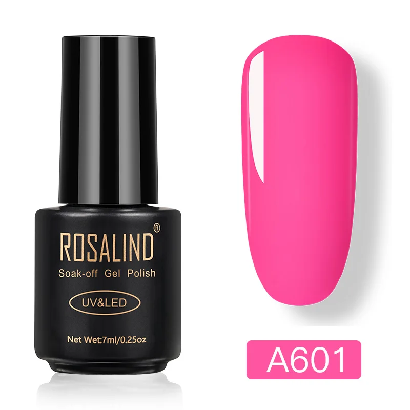 ROSALIND неоновый гель для ногтей Набор для маникюра УФ светодиодная база для ногтей верхнее покрытие гель для ногтей лак для ногтей 7 мл растворимый лак - Color: RAA601
