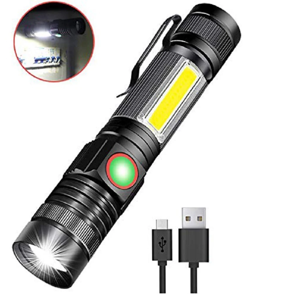 

Portable Waterproof Rechargeable T6+COB LED Flashlight Zoom Focus Adjustable 50000LM Electric Torch Lamp