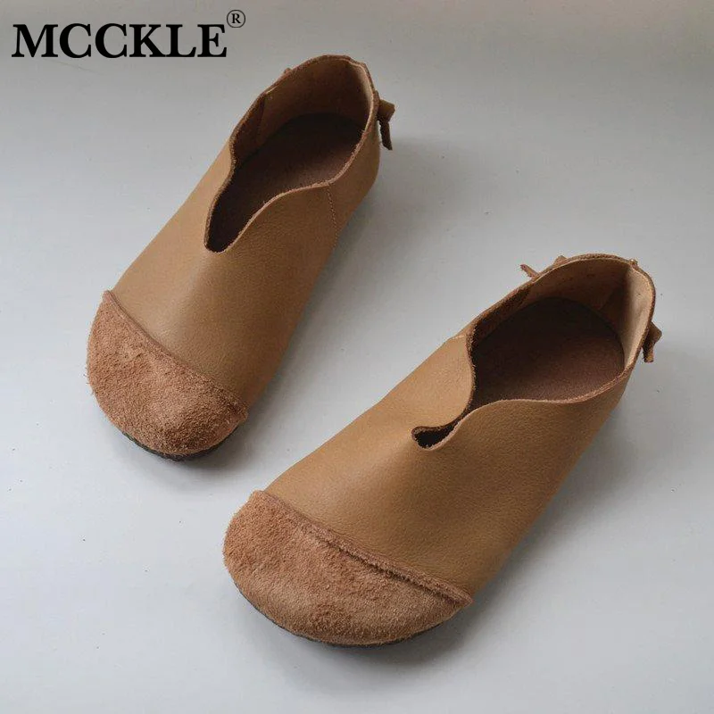 MCCKLE/женские Балетки без шнуровки; лоферы на плоской подошве; сезон осень; женские мягкие повседневные Мокасины; женская модная удобная женская обувь в стиле ретро размера плюс