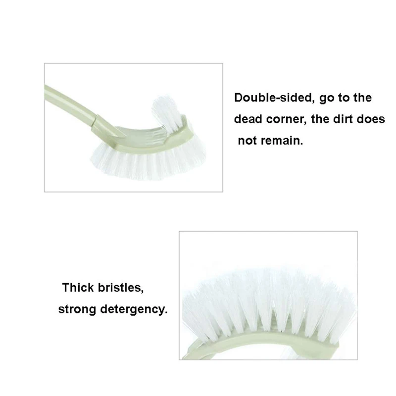 Portable Double Sided Toilet Brush Cleaning Brush Durable Plastic Toilet Brush With For Bathroom WC Clean Tool Accessory