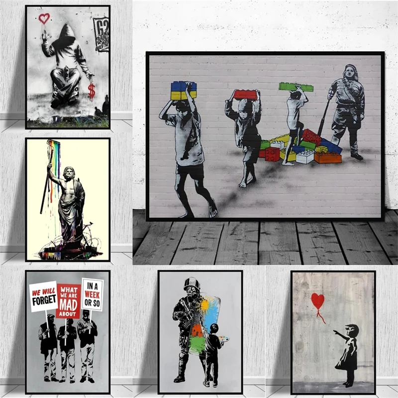 Banksy Wall Decoration Art Canvas Cuadros Abstract Posters and Prints Colored Graffiti Street Living Room Art Picture Decoration