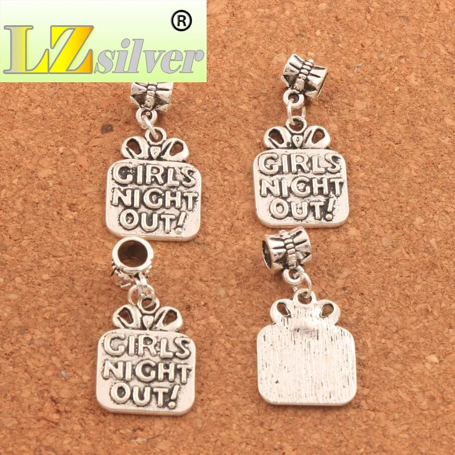 Gift Girls Night Out Metal Big Hole Beads 32.5x16.6mm 80PCS Zinc Alloy Dangle Fit European Charm Bracelets Jewelry DIY B322