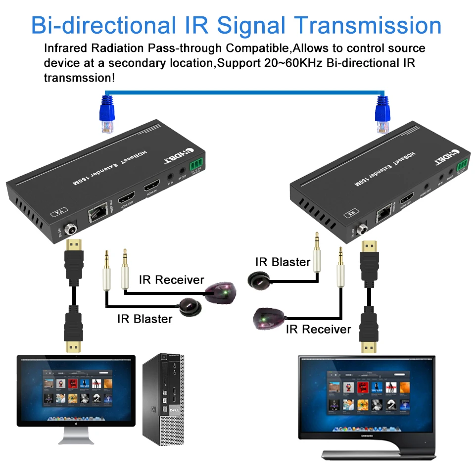 4 k@ 60Hz HDBaseT HDMI удлинитель 120 м HDMI удлинитель ИК поддержка POC HDCP2.2 HDMI удлинитель петля по Cat6 RJ45 к HDMI удлинитель