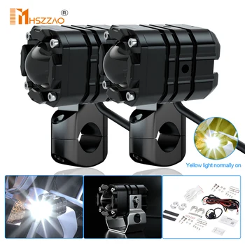 

Motorcycle Universal Dual Lamp Headlight Modified Aluminum Switch Aluminum Alloy Double Light Lens LED Car Light