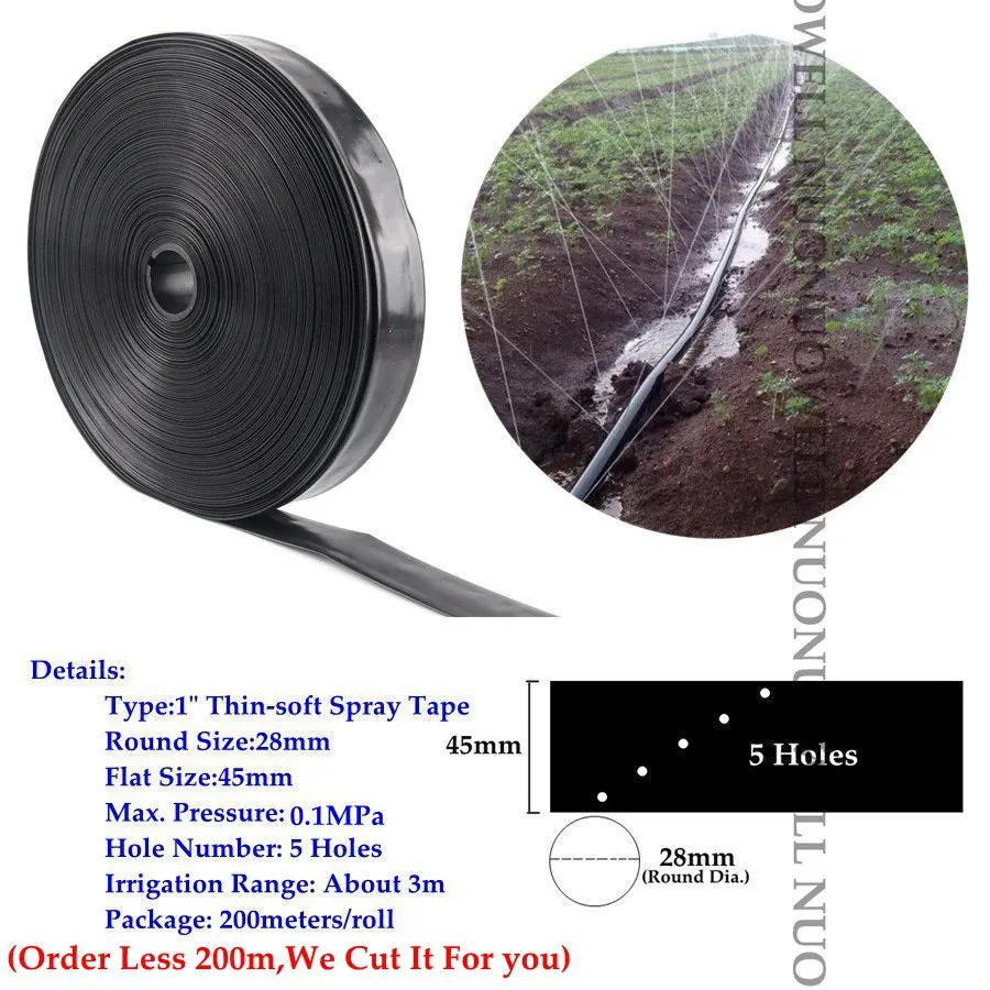 5 Holes Tape 100 м-5 м 0~ 5 отверстий " Φ28 мм тонкая-мягкая распылительная лента сельскохозяйственный оросительный шланг спринклерная теплица система полива газонов труба - Цвет: 5 Holes Tape