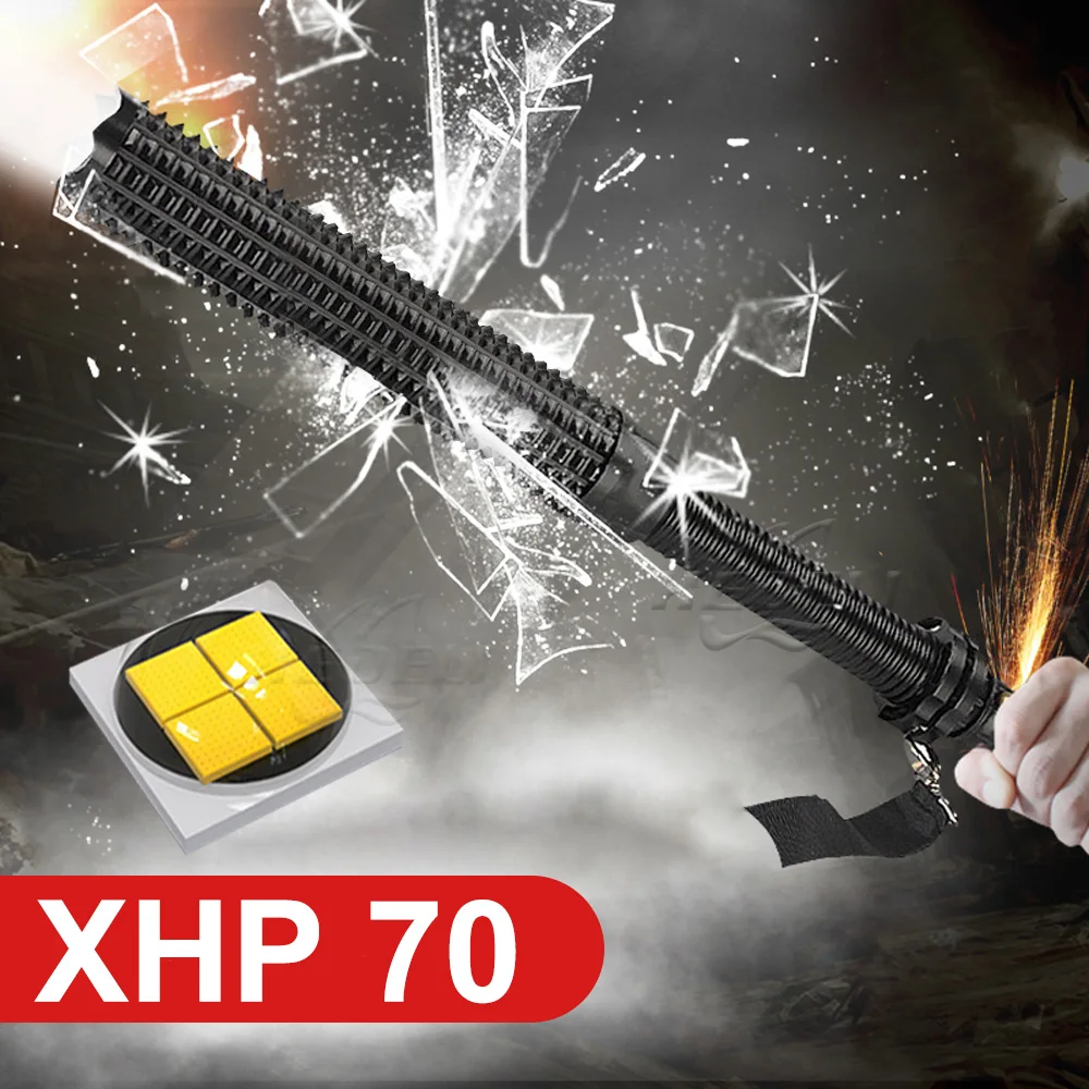 

Самообороны XHP70 высокомощный светодиодная вспышка светильник фонарь тактический фонарь вспышка светильник телескопическая летучая мышь XHP50 Перезаряжаемые Водонепроницаемый Фонари