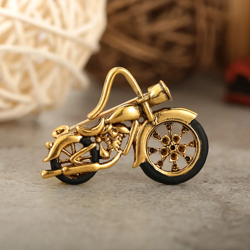 Blucome винтажная модель мотоцикла, броши, корсаж для женщин и мужчин, золотой цвет, детский подарок, ретро брошь автомобиль, значок, хиджаб, булавки, ювелирное изделие - Окраска металла: gold color