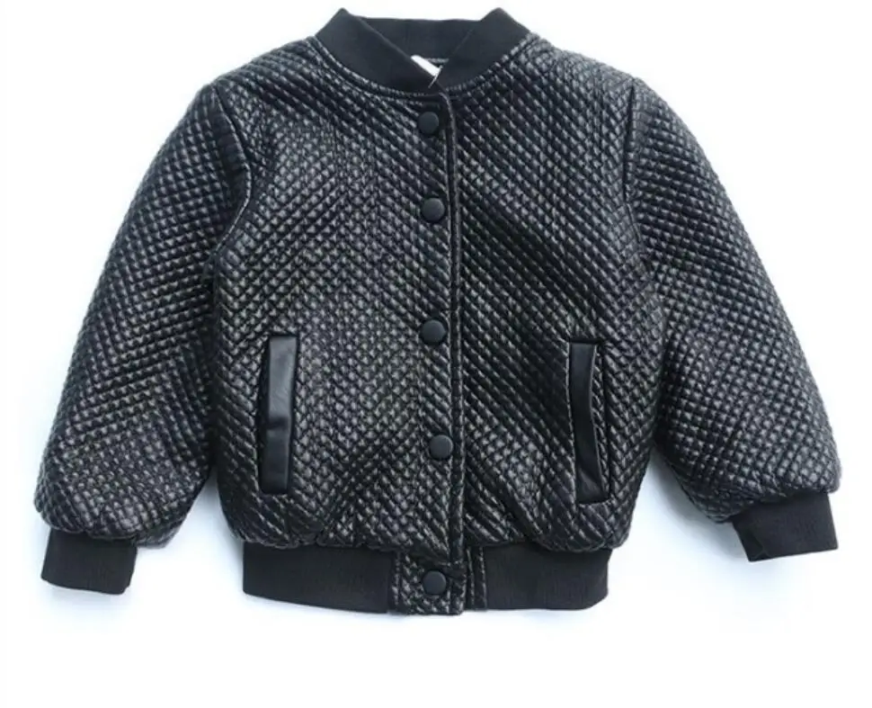 Toddlers Boys Warm Fleece PU Leather Jackets 2 7Years Kids Boys Winter