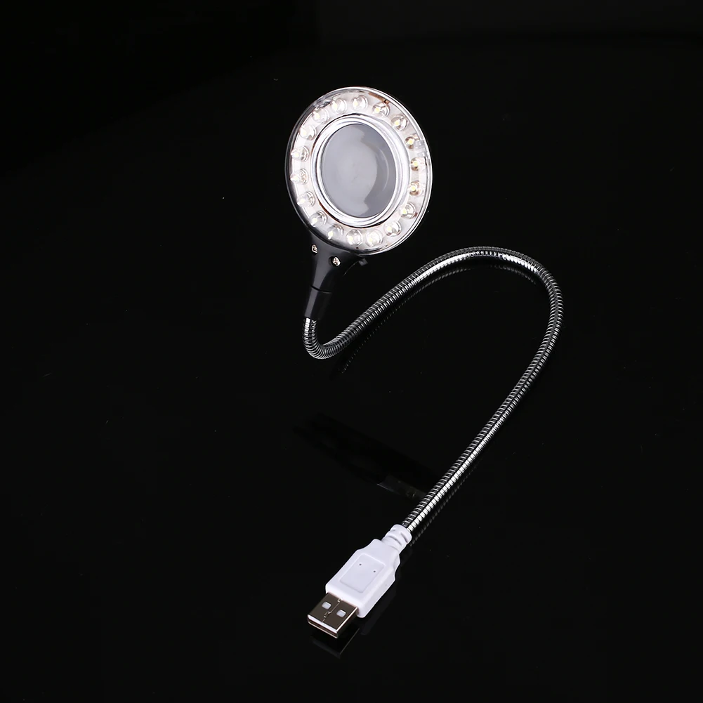Яркий ночной Светильник 18LED USB с увеличительным стеклом для глаз, холодный белый