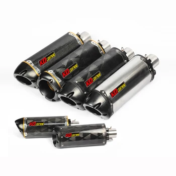 51mm Universal Motorcycle Exhaust Tail Pipe Without Muffler Aluminus Alloy Carbon Fiber 370/385mm Modified For ATV Street Bike