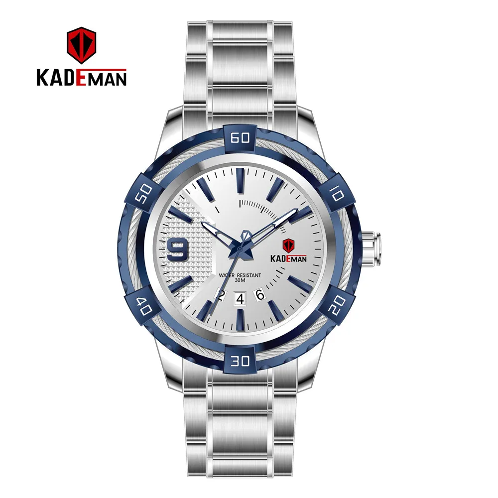 Топ люксовый бренд Kademan новые женские деловые часы полный стальной Ремешок Модные Женские кварцевые наручные часы с календарем водонепроницаемые KD6173L