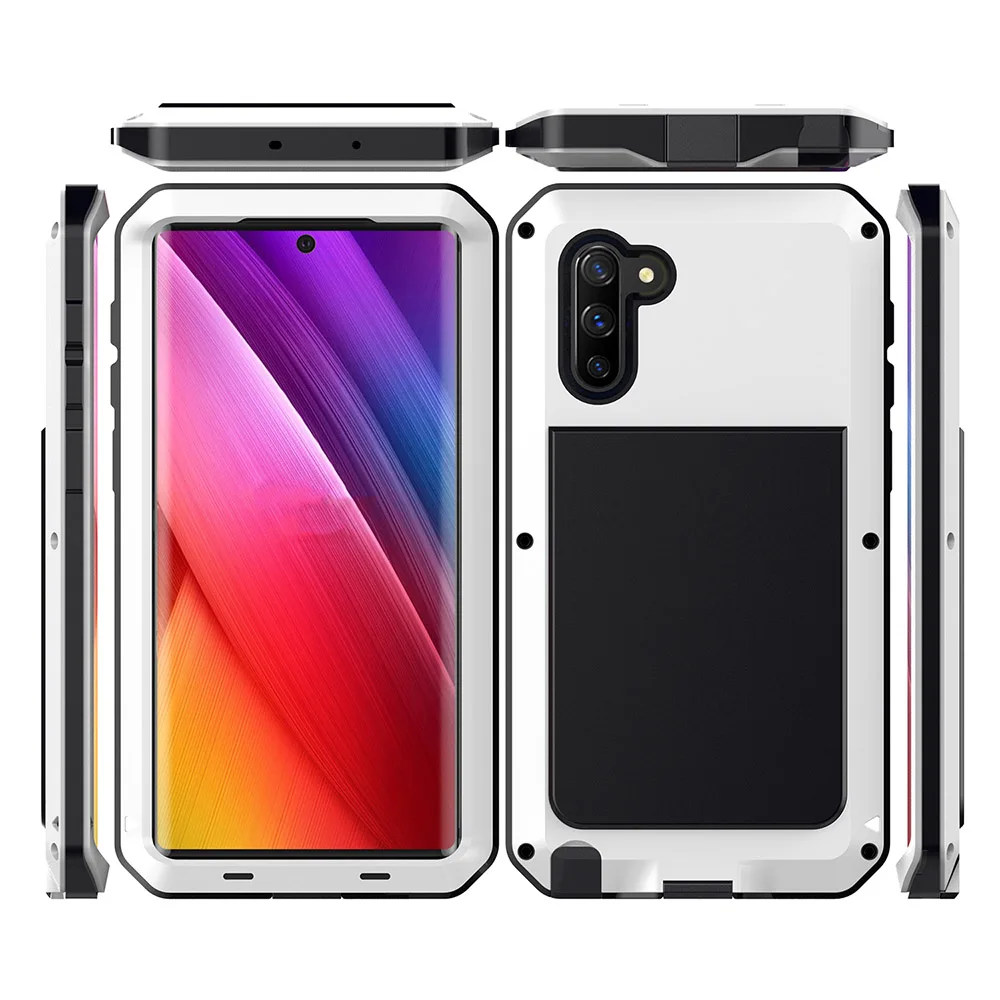 Сверхпрочный металлический бронированный чехол для телефона для samsung Galaxy S10 S10Lite чехол s водонепроницаемый противоударный чехол для Galaxy Note10 Note10 Plus - Цвет: Белый