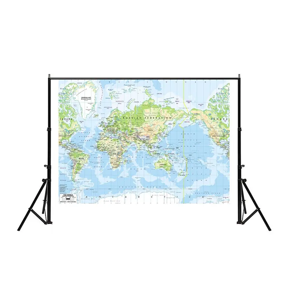 

The World Map Mercator Projection 150x100cm Vinyl Spry World Map without National Flag