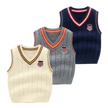 Осень стиль, свитер для мальчиков жилет в английском стиле; в студенческом стиле пуловер с v-образным вырезом и пряжа вязаное Покрывало «Русалочка», платье-майка