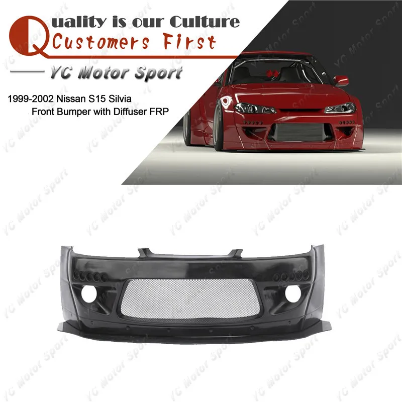 FRP Fiber Glass Bodykit Fit For 1999-2002 S15 Silvia RB Style Front Bumper Cover with Diffuser Lip &amp Rod DRL | Автомобили и