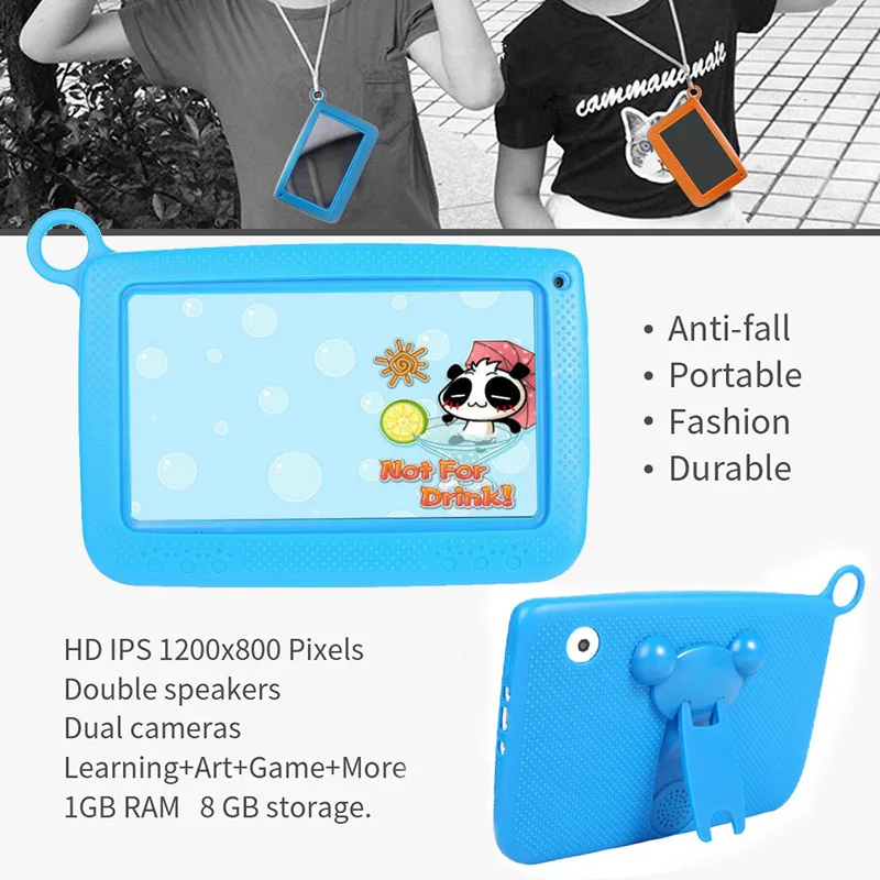 

Newly 7Inch Kids Tablet PC Quad Core 1GB ARM 8GB ROM WiFi Android 4.4 HD Dual Camera With Silicone Case 999