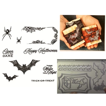 

New 2020 Metal Cutting Dies and Scrapbooking For Paper Making Halloween Spider Embossing Frame Card Clear Stamps Stampin Up Set