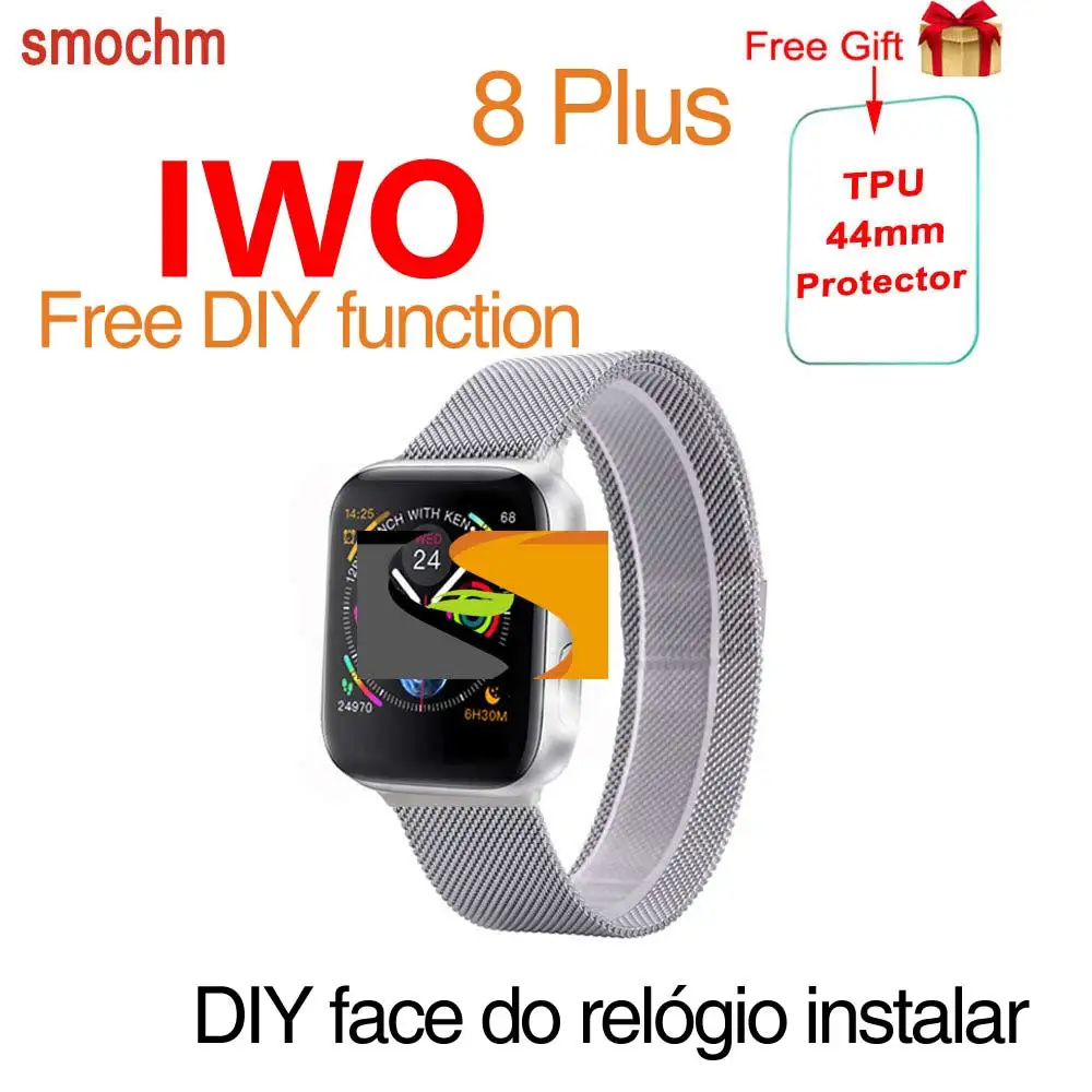 Smochm IWO 8 Plus Беспроводное зарядное устройство Bluetooth наручные спортивные Смарт-часы DIY Cockface Шагомер Умные часы для Apple Watch Andriod