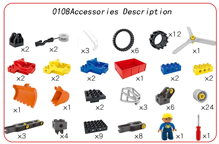 Совместим с Duplo большие строительные блоки, игрушки, различные инженерные машины, набор передач для раннего образования, обучающие средства