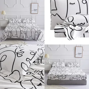 

230tc Bed linen cotton parure sheet set bedding set bed set boho bed sheets bed cover sets fitted Sheet Flat Sheet Pillowcase SS