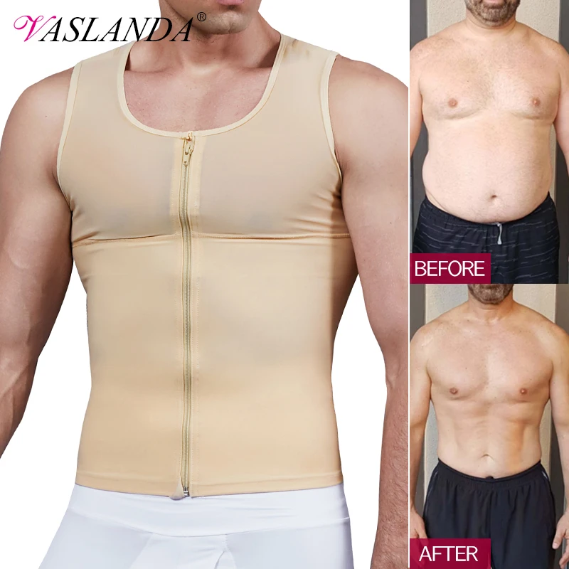 Mens Slimming Body Shaper Chest Compression Shirt Moobs
