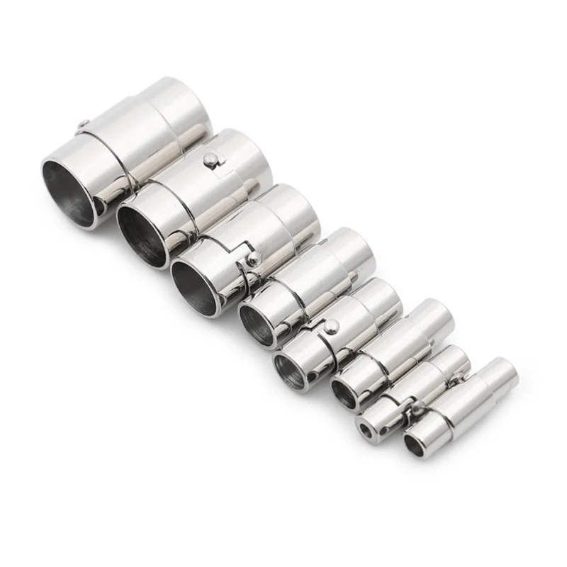 

5PCS/Lot Stainless Steel Jewelry Findings Strong Magnetic Bracelet Clasps for Leather Cord 3/4/5/6/8mm Double Safety Buckle